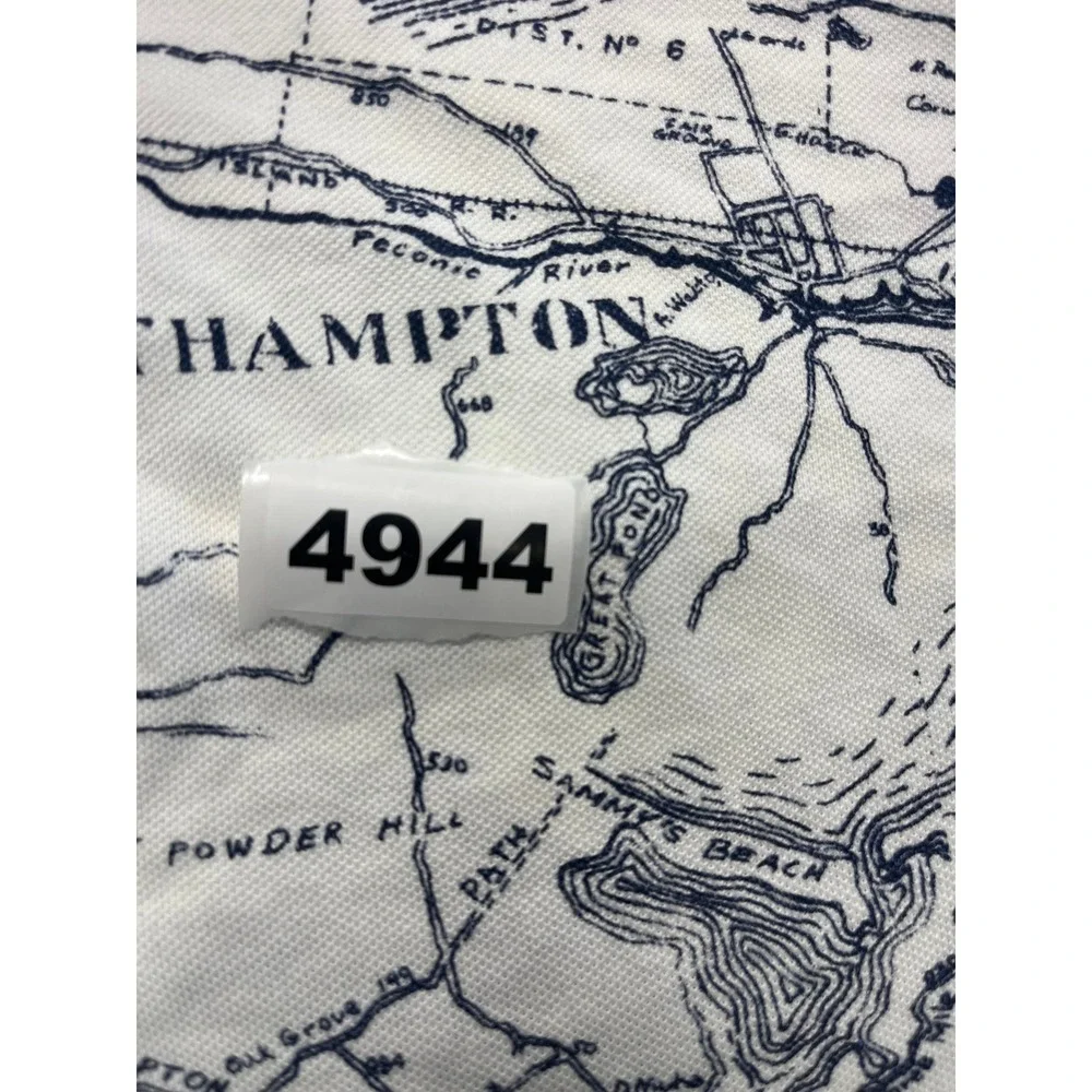 Ralph‎ Lauren Mens 2XLT Knit Oxford Polo Shirt Hamptons Map Montauk White Navy